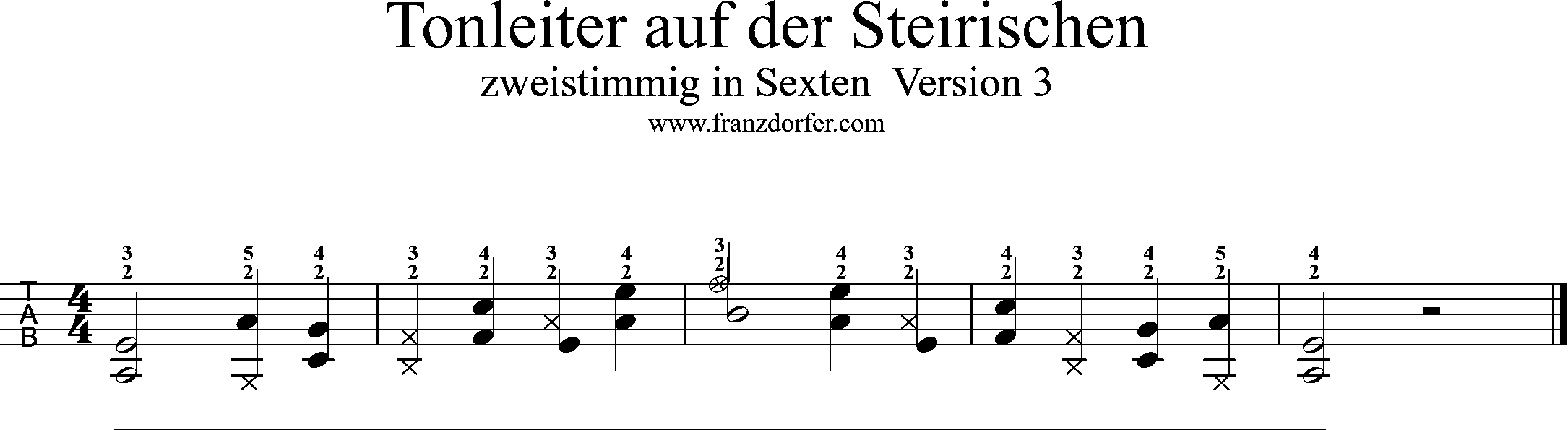 Tonleiter auf der Steirischen-2stimmig in Sexten Griffschrift für Steirische Harmonika-Version 3